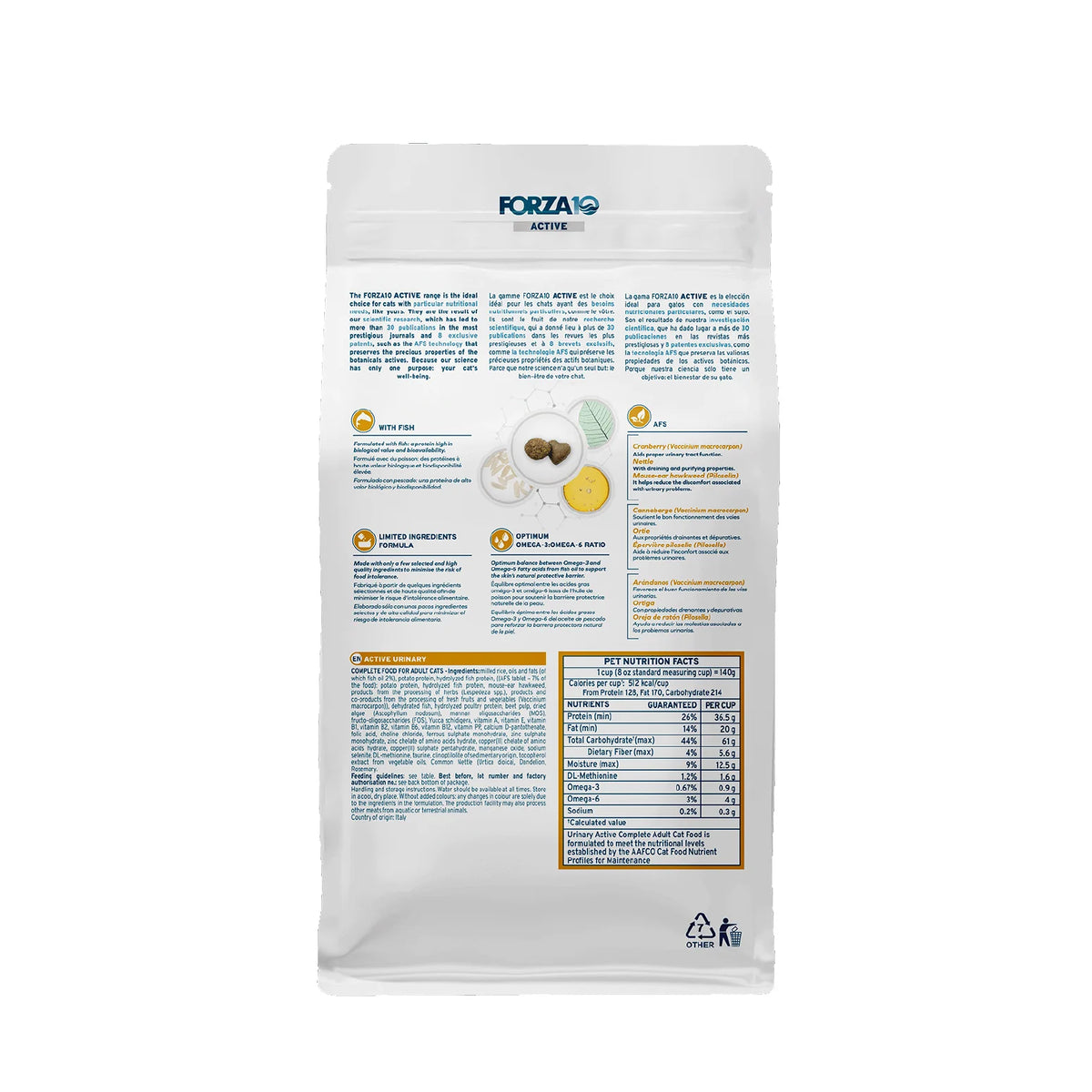 Forza10 Urinary Dry Cat Food for UTI Support, Fish Flavor