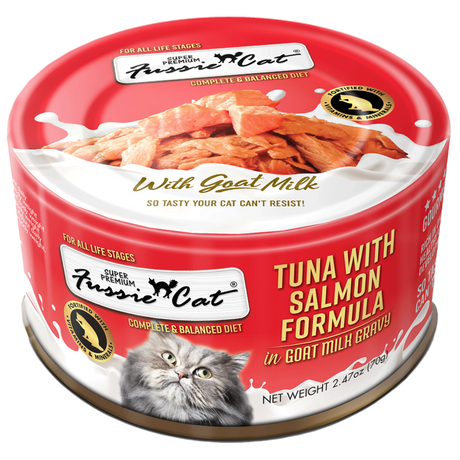 Fussie Cat Tuna with Salmon Formula in Goat Milk Gravy