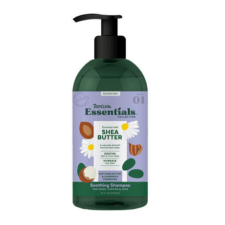 TropiClean Essentials Shea Butter Shampoo for Dogs, Puppies, and Cats