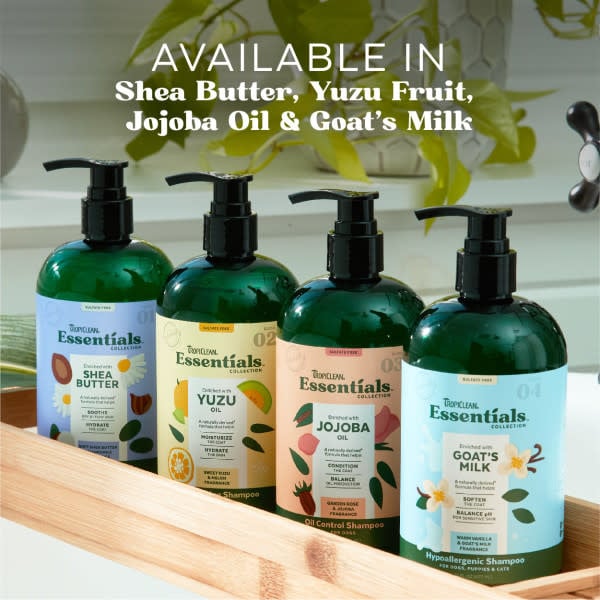 TropiClean Essentials Shea Butter Shampoo for Dogs, Puppies, and Cats