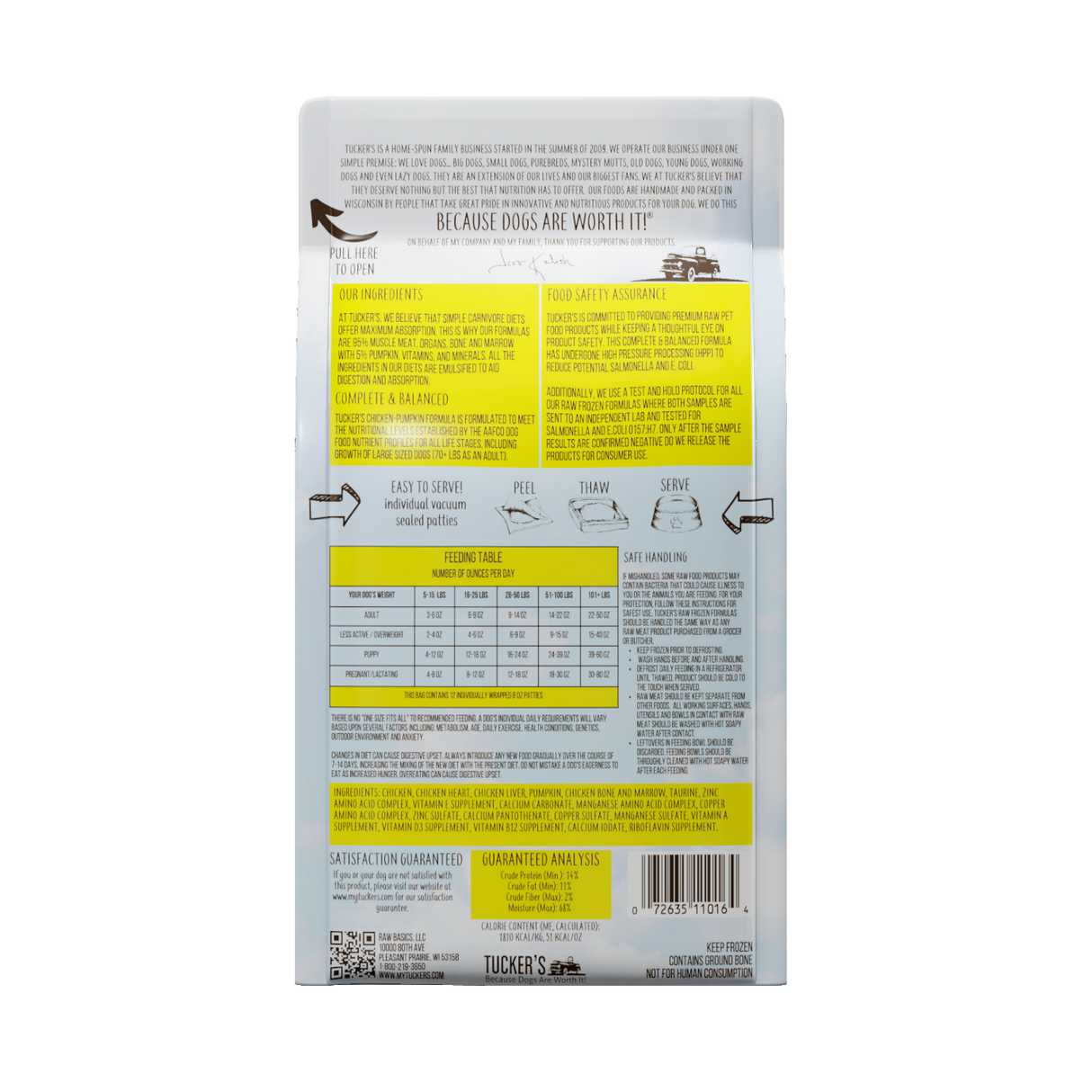 Tucker's Chicken and Pumpkin Frozen Raw Dog Food