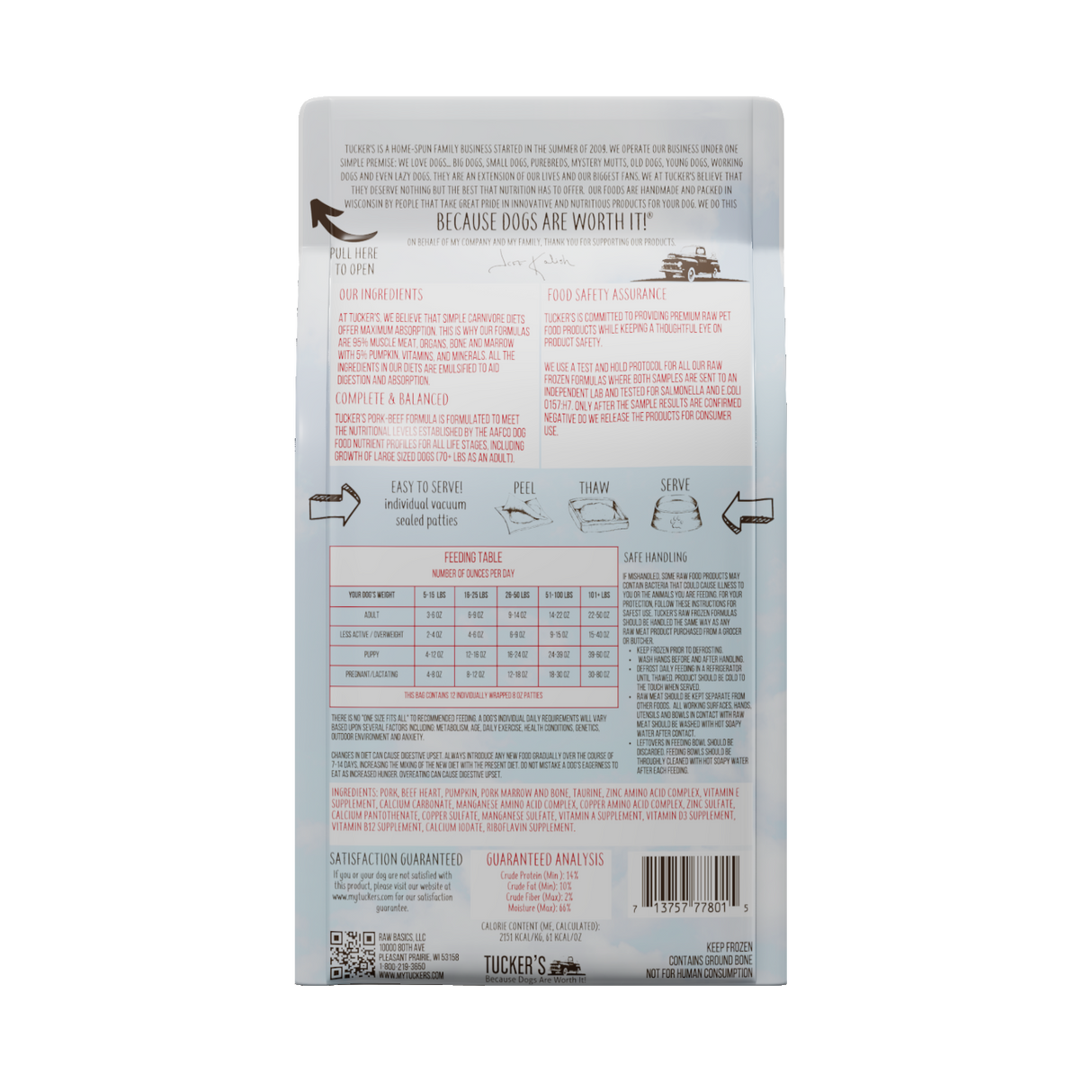 Tucker's Pork, Beef, and Pumpkin Frozen Raw Dog Food