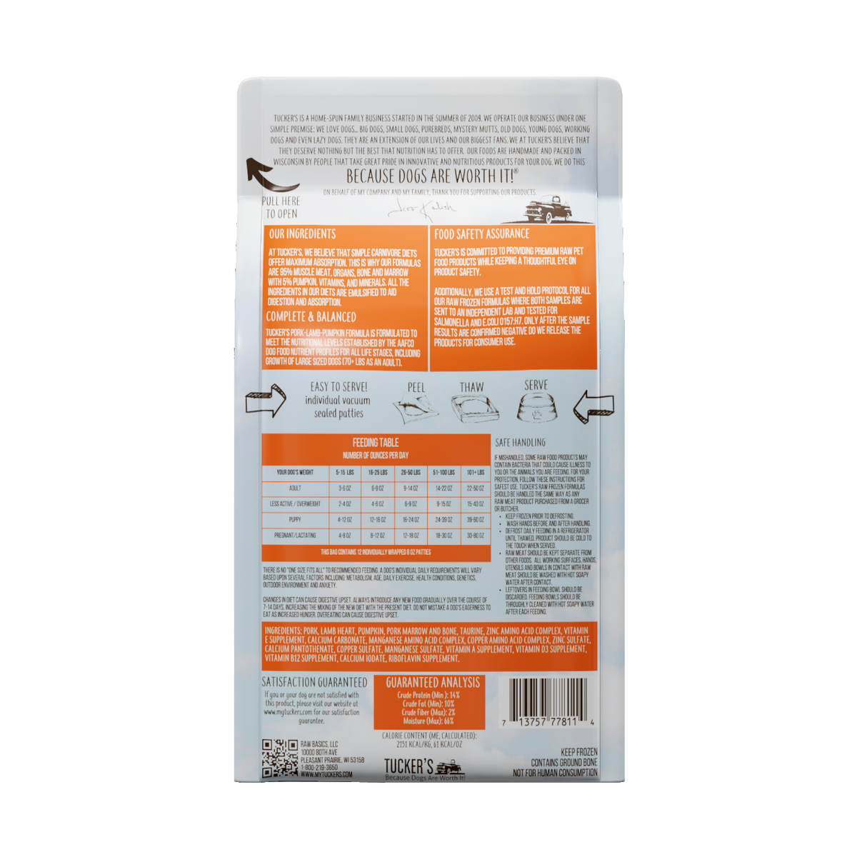 Tucker's Pork, Lamb, and Pumpkin Frozen Raw Dog Food