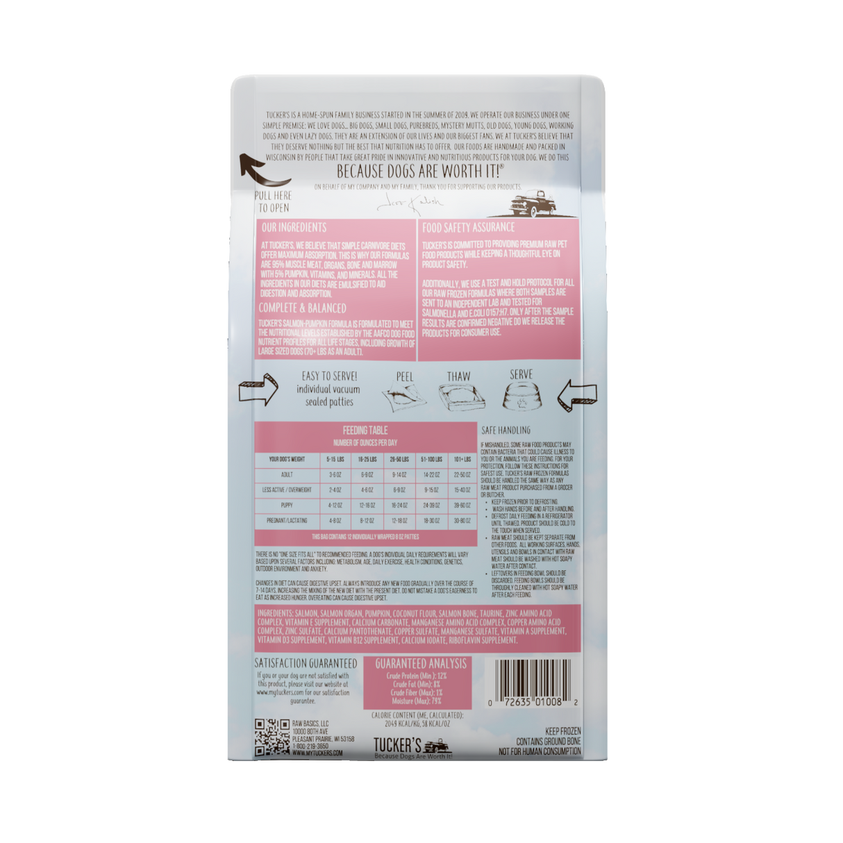 Tucker's Salmon and Pumpkin Frozen Raw Dog Food