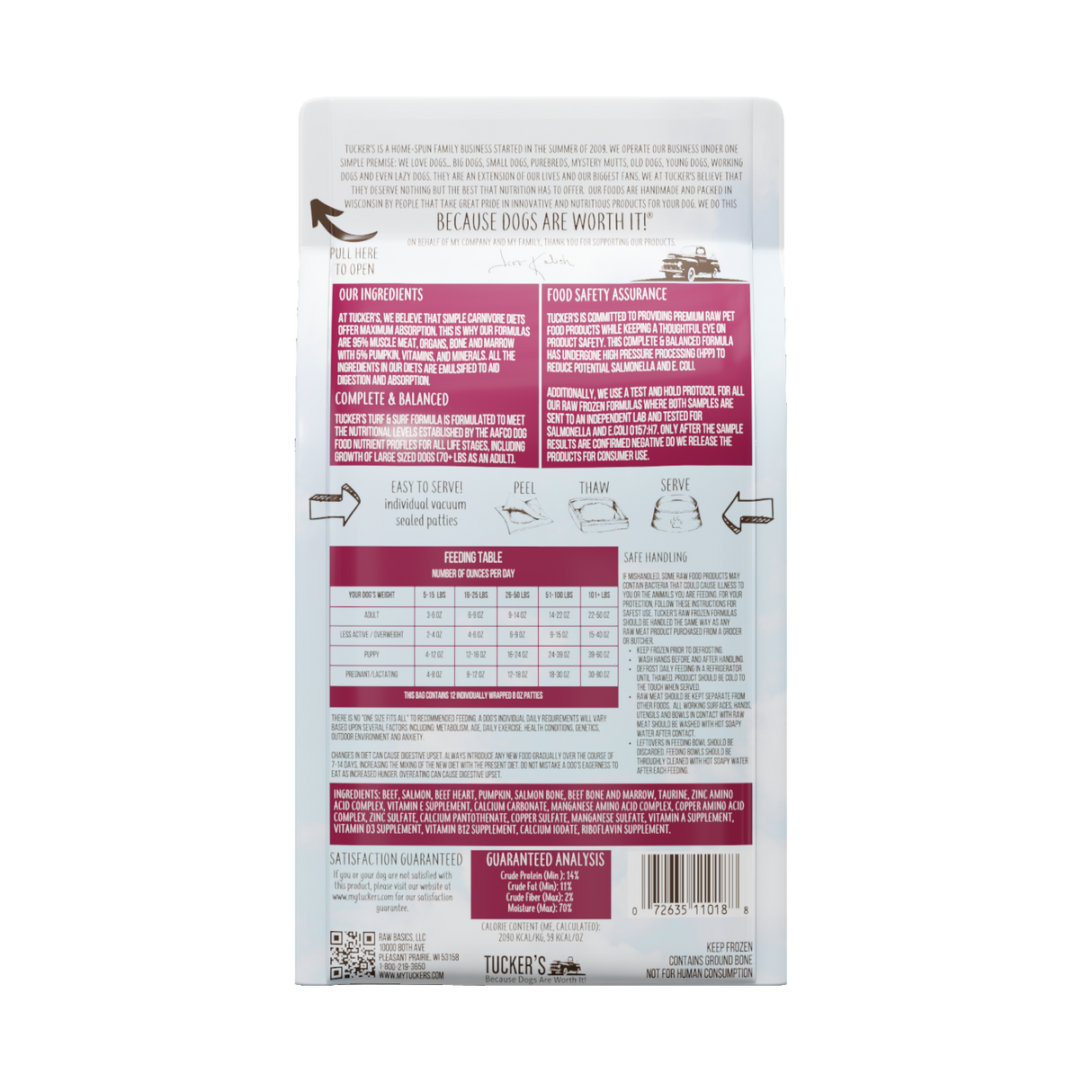 Tucker's Turf & Surf Frozen Raw Food for Dogs