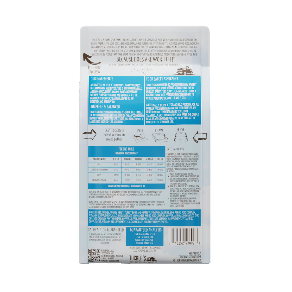 Tucker's Turkey and Pumpkin Frozen Raw Dog Food