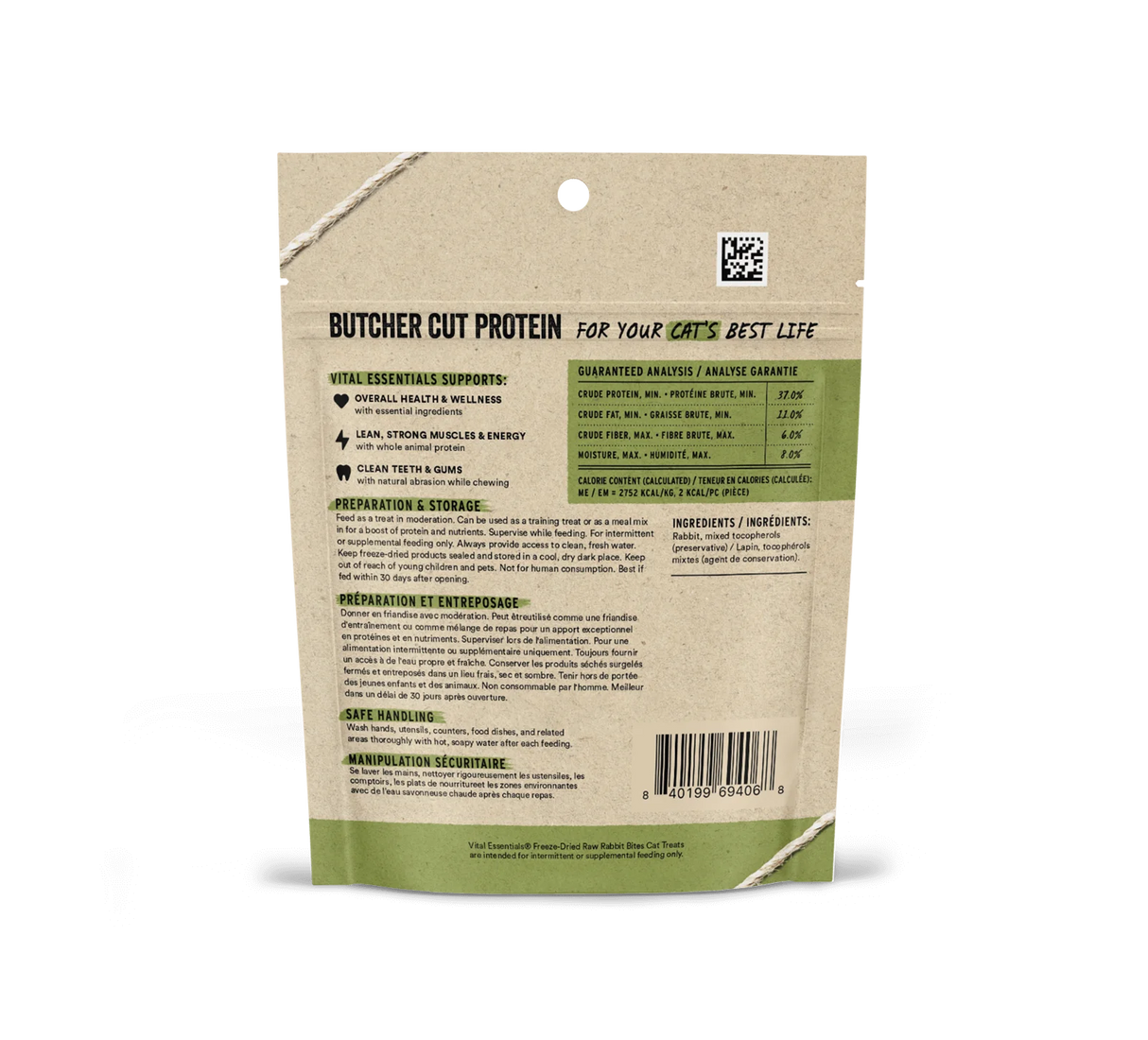 VITAL ESSENTIALS FREEZE-DRIED RABBIT BITES CAT TREATS