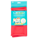 MESSY MUTTS Non-Slip Dog Bowl Mat with Raised Edge - Red