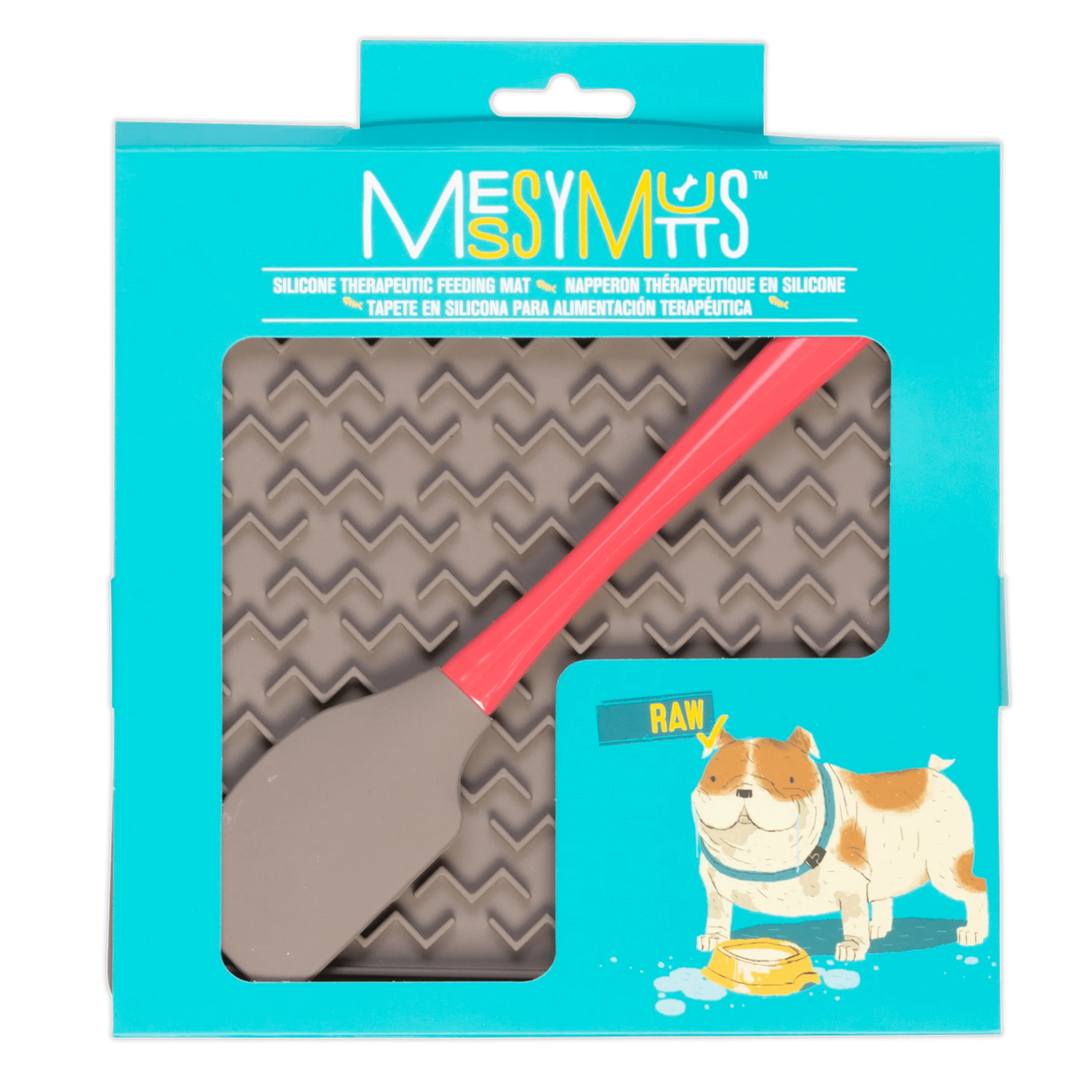 MESSY MUTTS Silicone Lick Mat with Spatula - Gray