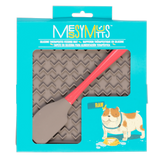 MESSY MUTTS Silicone Lick Mat with Spatula - Gray