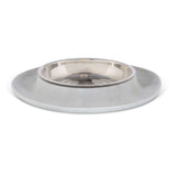 Messy Mutts Single Silicone Cat Bowl with Stainless Steel Saucer Shaped Bowl - Marble