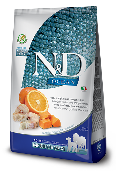 Farmina N&D Ocean Cod, Pumpkin, and Orange for Adult Dogs