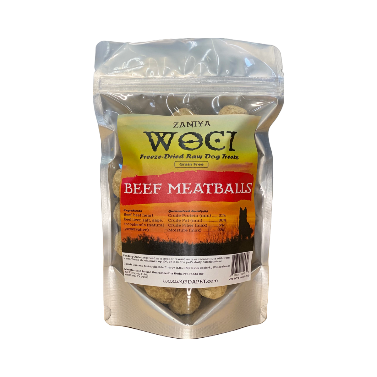 Zaniya Woci Freeze-Dried Meatball Treats for Dogs 50Z